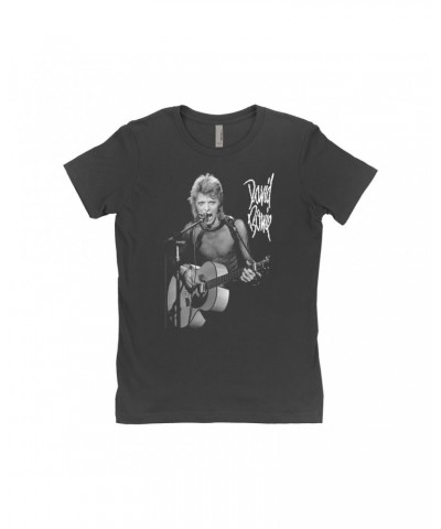 David Bowie Ladies' Boyfriend T-Shirt | Mick Rock Photo In Concert Shirt $9.48 Shirts