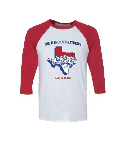 The Band Of Heathens Austin TX Baseball T-shirt - Red/White $12.00 Shirts