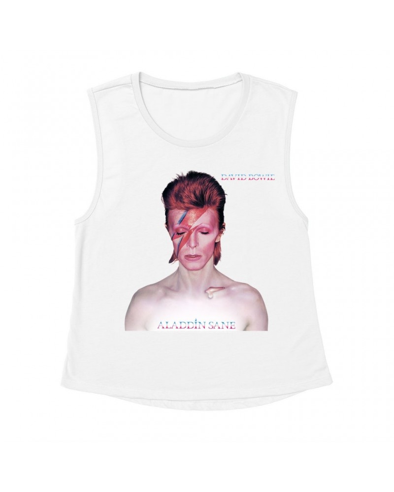 David Bowie Ladies' Muscle Tank Top | Aladdin Sane Album Cover Shirt $12.19 Shirts