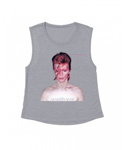 David Bowie Ladies' Muscle Tank Top | Aladdin Sane Album Cover Shirt $12.19 Shirts