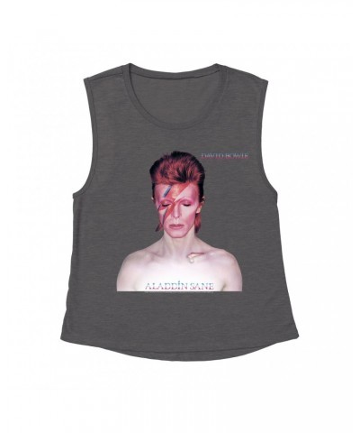 David Bowie Ladies' Muscle Tank Top | Aladdin Sane Album Cover Shirt $12.19 Shirts