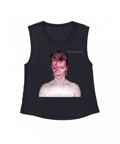 David Bowie Ladies' Muscle Tank Top | Aladdin Sane Album Cover Shirt $12.19 Shirts