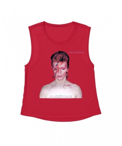 David Bowie Ladies' Muscle Tank Top | Aladdin Sane Album Cover Shirt $12.19 Shirts