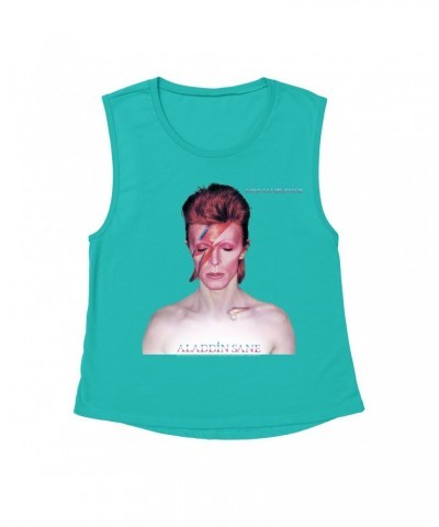 David Bowie Ladies' Muscle Tank Top | Aladdin Sane Album Cover Shirt $12.19 Shirts