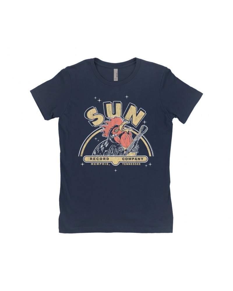 Sun Records Ladies' Boyfriend T-Shirt | Retro Rooster Logo Shirt $11.48 Shirts