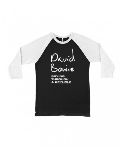 David Bowie 3/4 Sleeve Baseball Tee | Spying Through A Keyhole Logo Shirt $10.78 Shirts