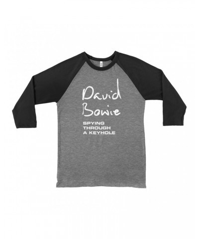 David Bowie 3/4 Sleeve Baseball Tee | Spying Through A Keyhole Logo Shirt $10.78 Shirts