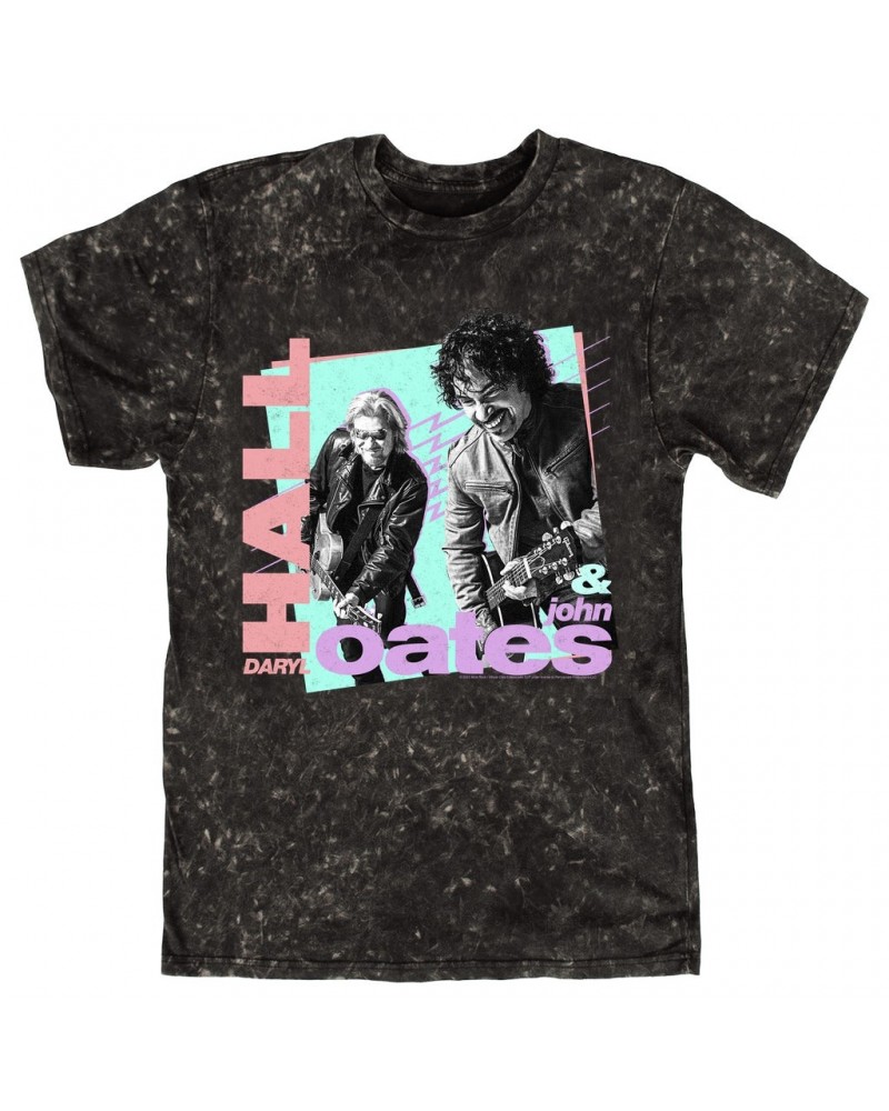 Daryl Hall & John Oates T-shirt | Retro Pastel Square And Lines Design Mineral Wash Shirt $11.08 Shirts