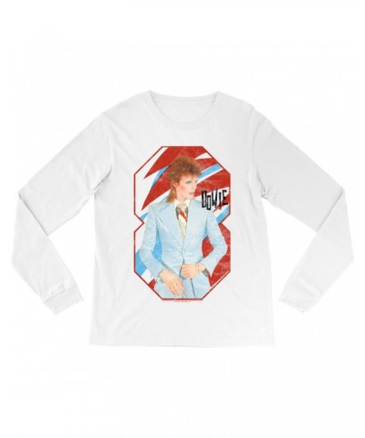 David Bowie Long Sleeve Shirt | Retro Reissue Aladdin Sane Design Shirt $9.28 Shirts