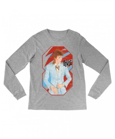 David Bowie Long Sleeve Shirt | Retro Reissue Aladdin Sane Design Shirt $9.28 Shirts