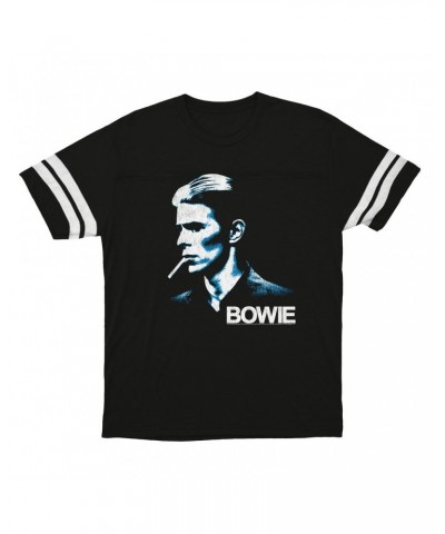 David Bowie T-Shirt | Isolar Shadow Album Image Distressed Football Shirt $12.52 Shirts