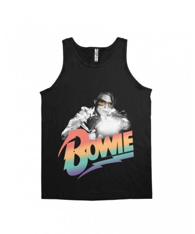 David Bowie Unisex Tank Top | Colorful Ombre Motorcycle Image Shirt $10.48 Shirts