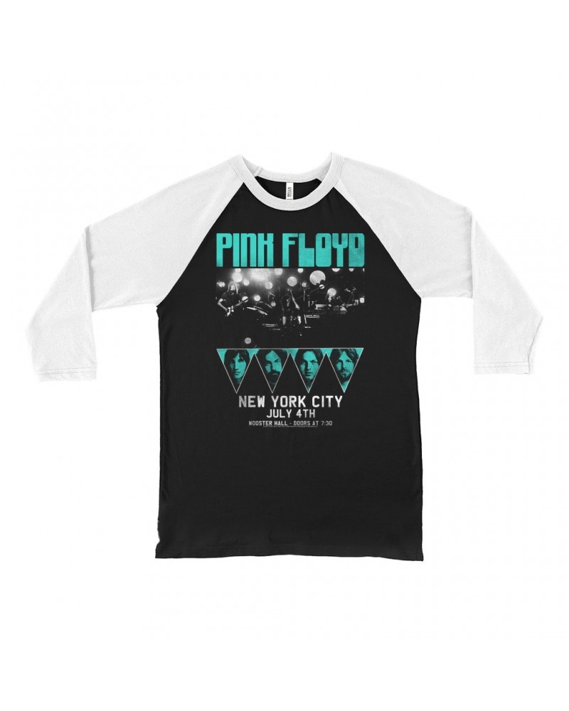 Pink Floyd 3/4 Sleeve Baseball Tee | 4th Of July NYC Concert Turquoise Distressed Shirt $12.58 Shirts