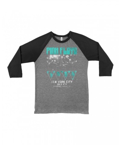 Pink Floyd 3/4 Sleeve Baseball Tee | 4th Of July NYC Concert Turquoise Distressed Shirt $12.58 Shirts