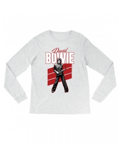 David Bowie Long Sleeve Shirt | Red Bowie WIth Sax Contemporary Image Shirt $14.38 Shirts