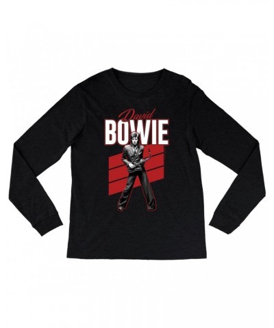 David Bowie Long Sleeve Shirt | Red Bowie WIth Sax Contemporary Image Shirt $14.38 Shirts