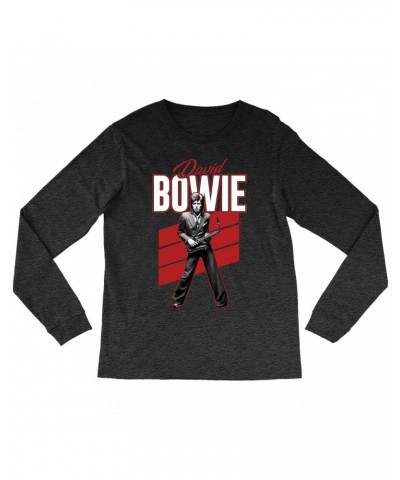 David Bowie Long Sleeve Shirt | Red Bowie WIth Sax Contemporary Image Shirt $14.38 Shirts