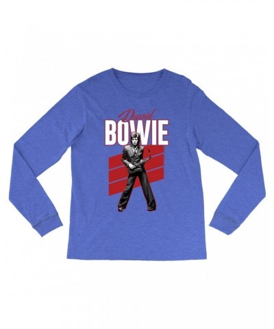 David Bowie Long Sleeve Shirt | Red Bowie WIth Sax Contemporary Image Shirt $14.38 Shirts