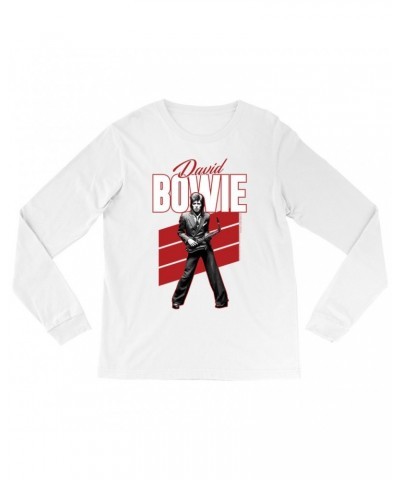 David Bowie Long Sleeve Shirt | Red Bowie WIth Sax Contemporary Image Shirt $14.38 Shirts