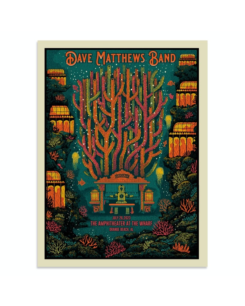 Dave Matthews Band Show Poster Orange Beach AL 7/26/2023 $18.00 Decor