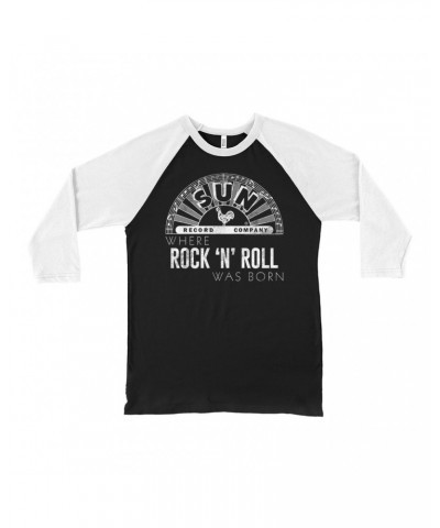 Sun Records 3/4 Sleeve Baseball Tee | White Logo Where Rock N' Roll Was Born Shirt $11.68 Shirts