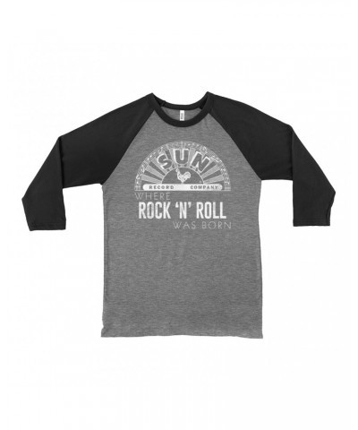 Sun Records 3/4 Sleeve Baseball Tee | White Logo Where Rock N' Roll Was Born Shirt $11.68 Shirts