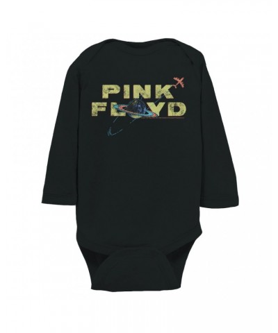 Pink Floyd Long Sleeve Bodysuit | Vintage Orbit Logo Distressed Bodysuit $11.16 Shirts