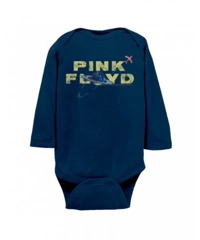 Pink Floyd Long Sleeve Bodysuit | Vintage Orbit Logo Distressed Bodysuit $11.16 Shirts