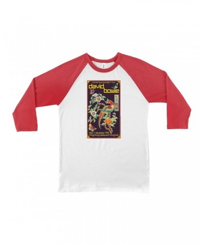 David Bowie 3/4 Sleeve Baseball Tee | The Serious Moonlight Tour Hung Hom Hong Kong Coliseum Shirt $10.78 Shirts