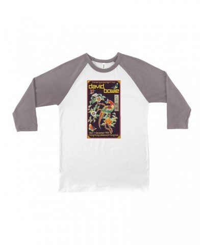 David Bowie 3/4 Sleeve Baseball Tee | The Serious Moonlight Tour Hung Hom Hong Kong Coliseum Shirt $10.78 Shirts