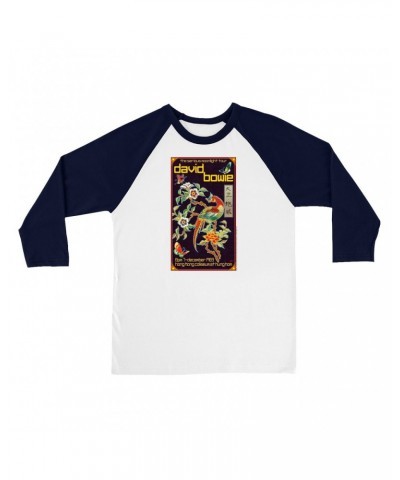 David Bowie 3/4 Sleeve Baseball Tee | The Serious Moonlight Tour Hung Hom Hong Kong Coliseum Shirt $10.78 Shirts