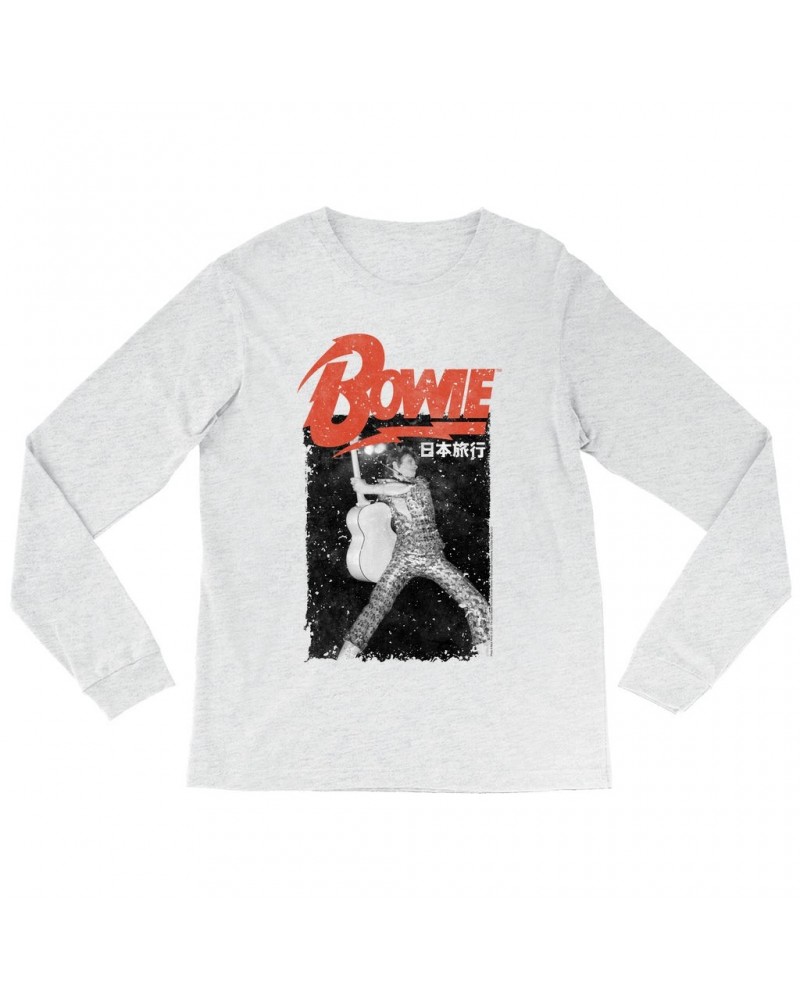 David Bowie Long Sleeve Shirt | Asia Concert Promotion Distressed Shirt $13.78 Shirts