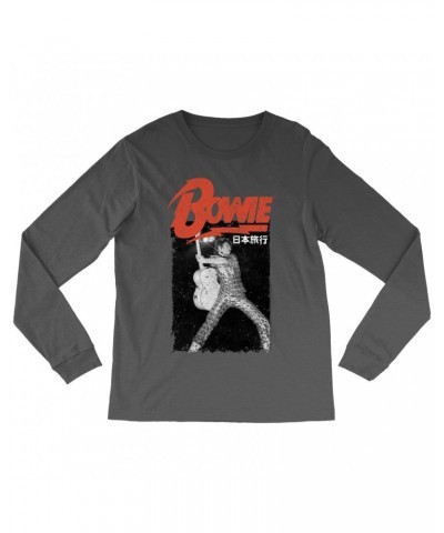 David Bowie Long Sleeve Shirt | Asia Concert Promotion Distressed Shirt $13.78 Shirts