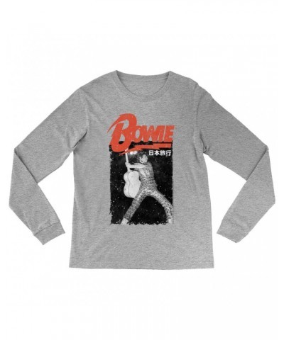 David Bowie Long Sleeve Shirt | Asia Concert Promotion Distressed Shirt $13.78 Shirts