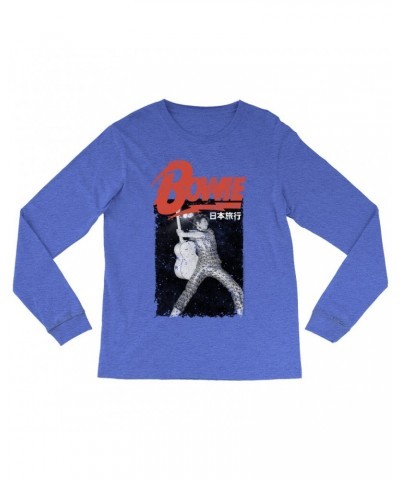 David Bowie Long Sleeve Shirt | Asia Concert Promotion Distressed Shirt $13.78 Shirts