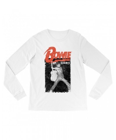 David Bowie Long Sleeve Shirt | Asia Concert Promotion Distressed Shirt $13.78 Shirts