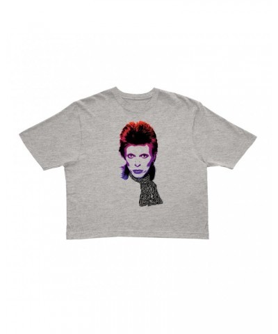 David Bowie Ladies' Crop Tee | Rainbow Sketch Crop T-shirt $13.21 Shirts