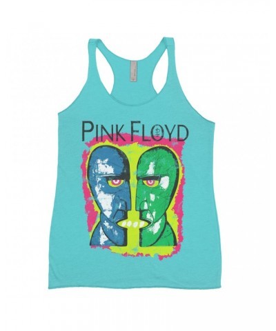 Pink Floyd Ladies' Tank Top | Neon Sketched Metal Heads Distressed Shirt $10.71 Shirts