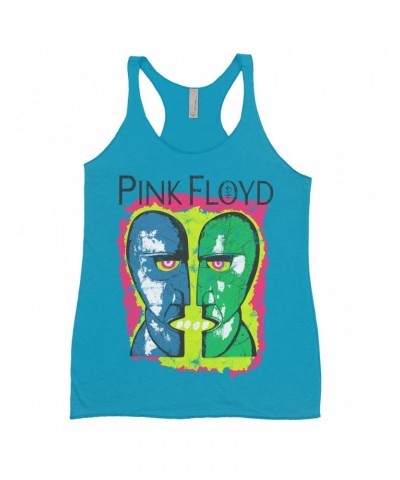 Pink Floyd Ladies' Tank Top | Neon Sketched Metal Heads Distressed Shirt $10.71 Shirts