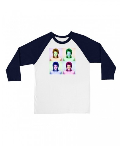 David Bowie 3/4 Sleeve Baseball Tee | Bowie Pop Color Shirt $11.38 Shirts